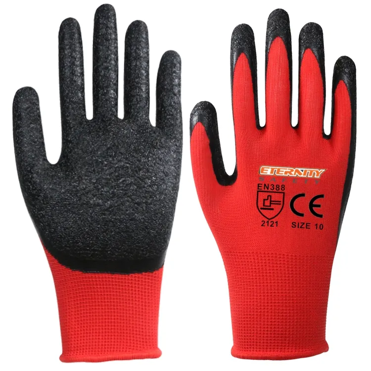 New custom colors latex wrinkle coated hard wearing work gloves 13g polyester