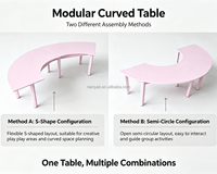 Ensemble de table pour enfants en forme de S rose moderne et portable, table ronde pour location événementielle