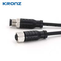 Connecteur femelle KRONZ M12 à 3 broches, droit, pré-moulé en alliage, IP67, câble blindé en PVC de 2 mètres, prise aviation, longueur personnalisée