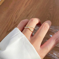 Bague Minimaliste de Luxe Plaqué Or 14K avec Zircon et Diamant, Bague Baiser Personnalisée en Argent Sterling 925 Forme X pour Filles