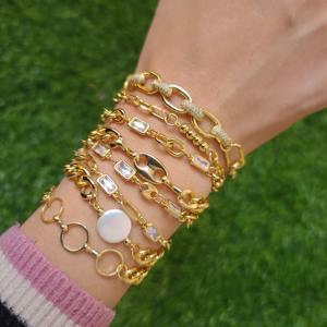 Bracelets pour femmes BC1413, chaîne à maillons rectangulaires en <span class=keywords><strong>or</strong></span> délicat, avec zircon cubique en forme <span class=keywords><strong>de</strong></span> <span class=keywords><strong>grain</strong></span> <span class=keywords><strong>de</strong></span> <span class=keywords><strong>café</strong></span> - Product Image 4