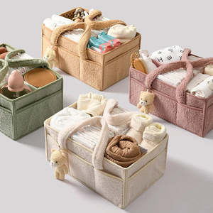 Panier de rangement <span class=keywords><strong>pour</strong></span> couches, best-seller, en coton bouclé, organisateur <span class=keywords><strong>pour</strong></span> bébé avec poignées - Product Image 2