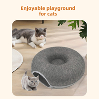 Vente en gros de lit pour chat personnalisé en forme de grotte, tunnel en feutre lavable, maison en forme de beignet, amovible, pour animaux de compagnie d'intérieur