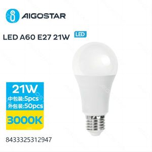 Lampadina LED Aigostar A60 E27 21W 3000K Luce Bianca Calda per Retrofit e Aggiornamento - Product Image 1