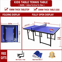 Table de ping-pong pliable d'intérieur, table de tennis de table compacte avec plateau de 15 mm et filet pour enfants, famille, loisirs à domicile et entraînement