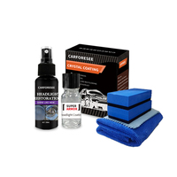 Kit de Restauration Professionnel des Phares 30ml Spray + 10ml Revêtement Cristallin pour Réparation et Polissage des Phares de Voiture Restauration comme neuve
