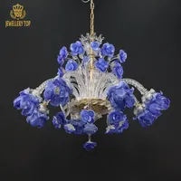 Lustre en verre artisanal moderne de luxe, nouveau design, fleurs décoratives, couleur optionnelle, source de lumière LED facile à installer