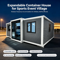 Maison préfabriquée extensible en conteneur, unité de logement temporaire modulaire pour les événements sportifs, les villages, les écoles, les appartements et les hôtels