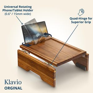 Plateau de table en bois d'acacia avec support de téléphone et de tablette Plateau de bras de canapé à clipser Table d'appoint de canapé parfaite pour canapé de salon - Product Image 2