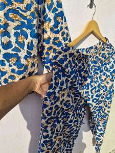 ชุดชุดนอนผ้าฝ้ายพิมพ์ลายเสือดาวสำหรับผู้หญิงชุดนอนลายทางแบบอินเดียทำมือชุดใส่อยู่บ้านผ้ามัสลินนุ่ม - Product Image 3