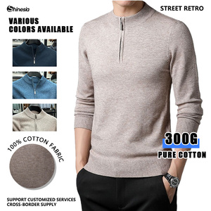 Áo len nam cổ cao chất liệu cashmere, khóa kéo, chất liệu cotton, áo len cổ lọ tùy chỉnh, áo len nỉ nam, áo cardigan nửa khóa kéo - Product Image 2