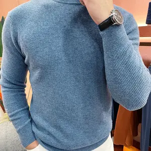 במבצע סריגי סוודר לוגו מותאם אישית נושם 100% צמר כבלים סוודרים לגברים