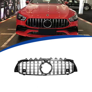 กระจังหน้า Mercedes-Benz A-Class W177 GT สีดำเงา พร้อมแถบสีเงิน วัสดุ ABS - Product Image 1