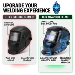 Casque de soudage à obscurcissement automatique motif crâne bleu flamme, idéal pour le soudage MIG, TIG et à l'arc - Offre Spéciale - Product Image 5