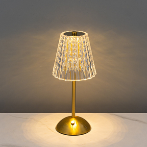Brass Crystal Gold Fabric Table Lamp Ruffle Shade Bell AC Powered Soft Warm White LED <b>Push</b> <b>Button</b> Middle Modern Bedroom Decor - Product Image 1
