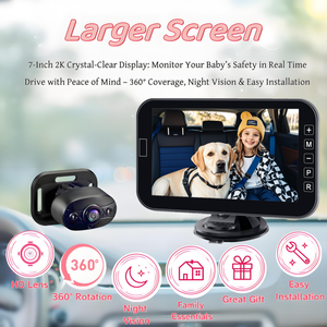 2025 nouvelle caméra de siège arrière de moniteur de <span class=keywords><strong>voiture</strong></span> de bébé de vision de 7 pouces HD de vente chaude d'<span class=keywords><strong>Amazon</strong></span> avec le visionnement vidéo pour des bébés - Product Image 2