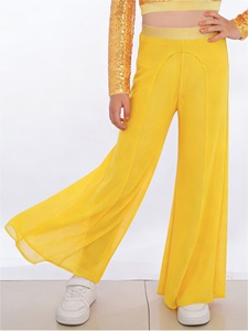 6-16 Kids Girls Lyrical Dance Costume Wide-Leg <b>Mesh</b> <b>Pants</b> Performance Competition Ballroom Dance Costumes Dancewear Manufacturer - Product Image 3