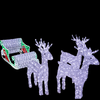 Traîneau acrylique du renne 3D avec les lumières menées pour la décoration de Noël de faveur de mariage