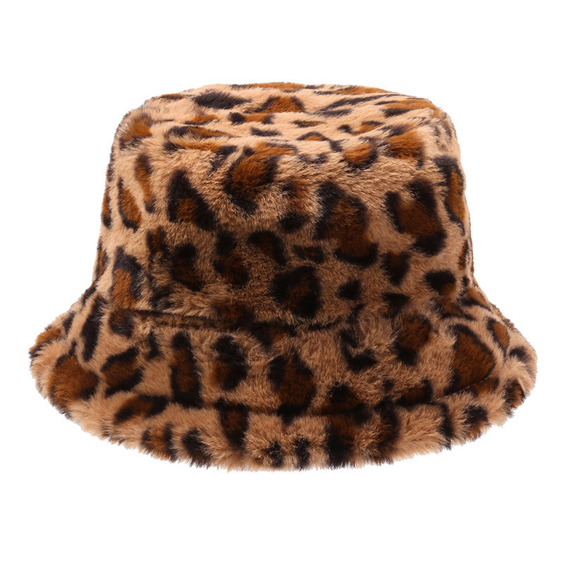 Wholesales Fluffy Warm Winter Fuzzy Bucket Hat Leopard Faux  display picture 3