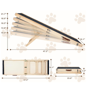Rampa para Perros Plegable de Madera, Ajustable en Altura, Antideslizante y Resistente, <span class=keywords><strong>Escaleras</strong></span> para Perros, Rampa para Mascotas Mejorada para Sofá - Product Image 3
