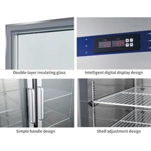 ตู้แช่เย็นแสดงสินค้าแบบกระจกสองบาน รุ่นประหยัดพลังงาน ระบบทำความเย็นด้วยอากาศ ควบคุมอุณหภูมิแบบดิจิตอล โครงสร้างสแตนเลส - Product Image 4