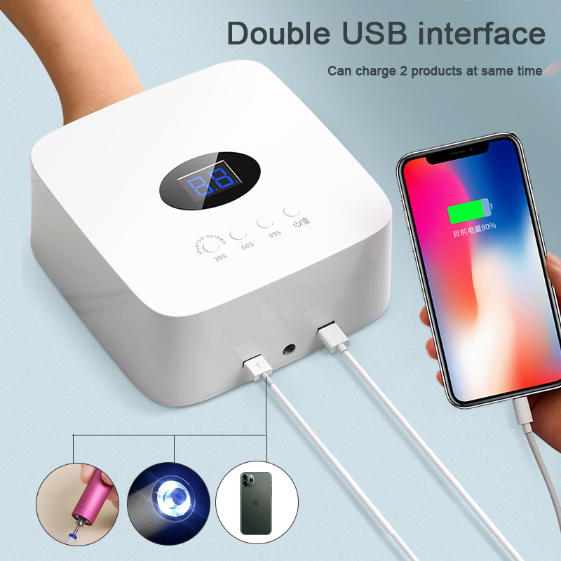 Аккумуляторная УФ-лампа для ногтей, 54 Вт, Беспроводная электрическая профессиональная светодиодная лампа, Сушилка для ногтей с батареей