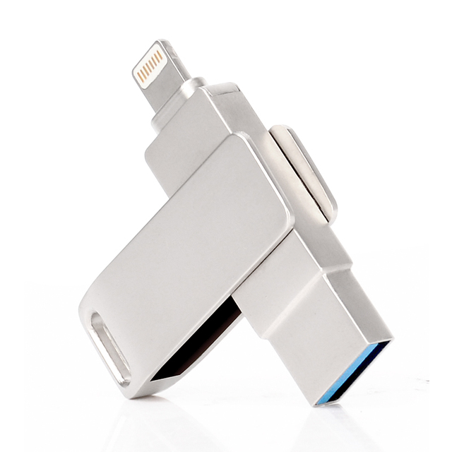 Wholesale 2 in 1 OTG metal USB Flash Drive 8GB  USB Stick Cle USB 3.0  Swivel  Design accept Custom Logo