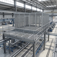 Plateforme de circulation en acier inoxydable moderne sur mesure, galvanisée à chaud, avec grille dentelée, marche d'escalier et tranchée de drainage