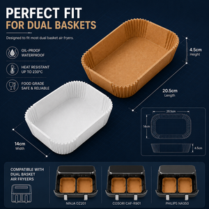 Feuilles de <span class=keywords><strong>papier</strong></span> sulfurisé rectangulaires pour friteuse à air, 150 pièces, 20,5x14cm, blanc et brun au choix, jetables, antiadhésives, conformes FDA - Product Image 2