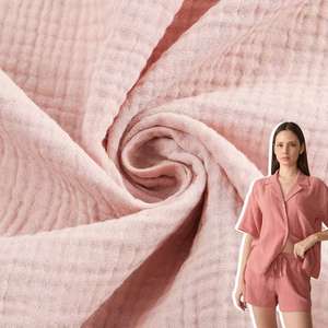 125gsm 135cm solide teint <span class=keywords><strong>Double</strong></span> <span class=keywords><strong>gaze</strong></span> crêpe mousseline froissé 100% coton tissu pour vêtements - Product Image 1