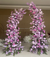 Décoration d'intérieur : Arche de mariage en forme de corne avec fleurs artificielles (roses, pivoines, hortensias) violettes