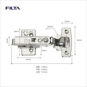 Bisagras Ocultas para Puertas de Armario Filta 4D Ajustables, Cierre Suave, 105 Grados, Bisagras para Armario sin Marco - Product Image 4