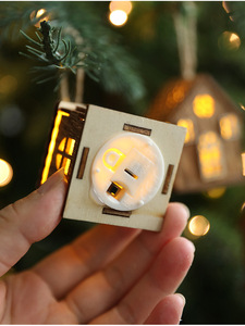 LED Wooden Christmas <b>Tree</b> Hanging Ornaments Wood House Pendants Luminous Wood House Christmas Ornaments for Xmas Party - Product Image 6