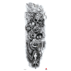 Autocollant de tatouage temporaire pour bras entier de style indien, imperméable, réaliste, en papier, pour l'art corporel, durable de 3 à 7 jours - Product Image 4