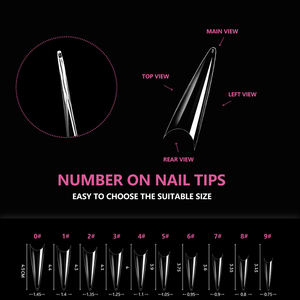 Faux ongles JIEYU PMMA/ABS en gros, faciles à retirer, transparents, longs, demi-couverture, faits à la main, à presser, professionnels, pour femmes - Product Image 2