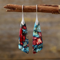 Anting-anting desainer grosir berbahan batu Jasper Imperial berlapis perak, bergaya boho, geometris, dan sedang tren.