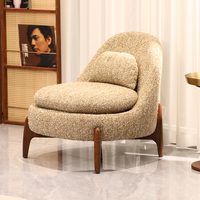 Fauteuil de loisirs convertible scandinave moderne, fauteuil d'appoint rembourré, base en bois massif, siège lounge en tissu chenille pour salon