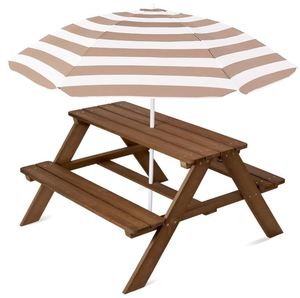 Tavolo da Picnic <span class=keywords><strong>in</strong></span> <span class=keywords><strong>Legno</strong></span> Personalizzato per Bambini con Ombrellone, Set Tavolo per Attività all'Aperto con Panche Integrate, Capacità 220 libbre, Artigianato <span class=keywords><strong>in</strong></span> <span class=keywords><strong>Legno</strong></span> - Product Image 1