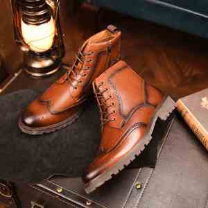 Bottes montantes pour hommes en cuir avec doublure en velours - Product Image 3