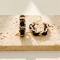 Boucles d'oreilles en laiton en forme de C haut de gamme et tendance, accessoires tissés de luxe léger et de niche
