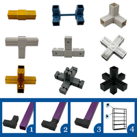 Raccords de tuyauterie en plastique PP noir personnalisés, connecteurs pour tubes carrés, 2 voies, 3 voies, connecteur de tube carré en plastique