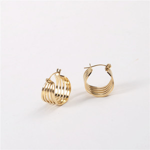 Boucles d'oreilles géométriques de 17mm en acier inoxydable pour femmes, Huggie Hoop, 12mm - Product Image 1