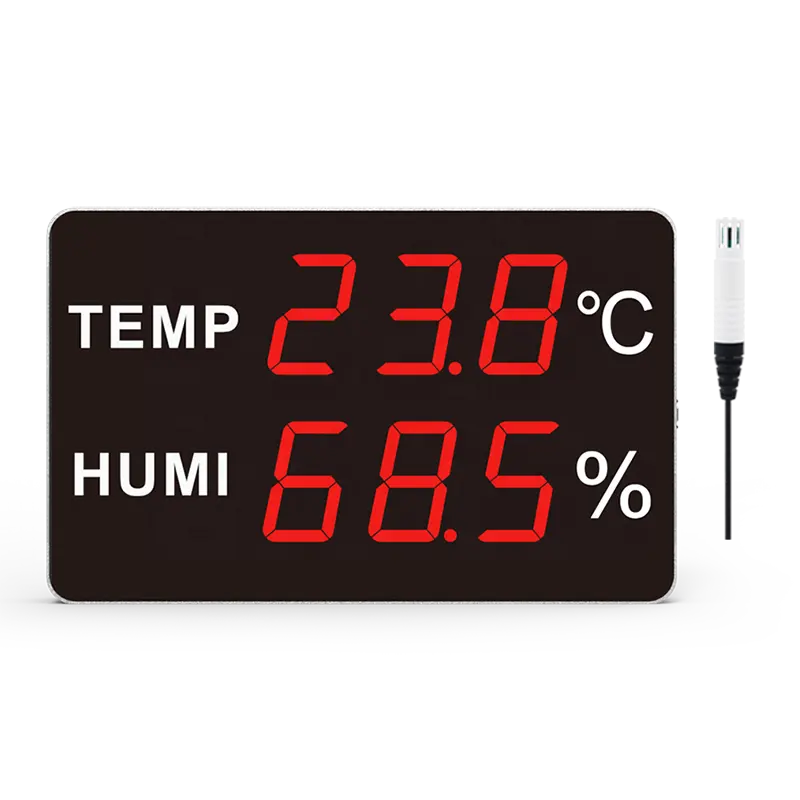 wall mounted led display wall clock with thermometer and hygrometer