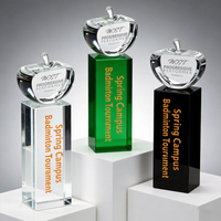 Trophée Pomme en Cristal Personnalisé Noble Manufacturer avec Socle en Forme de Tour pour Tournois Sportifs, Événements Scolaires, Reconnaissance des Employés