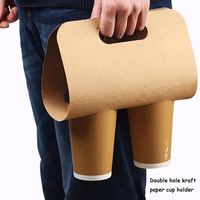 Porte-gobelets en papier kraft écologique jetable pour boissons, café, thé et lait, base de tasse avec poignée, emballages pour boissons à emporter