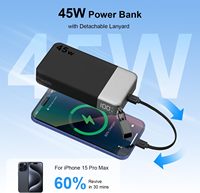 Nobis 45W 45 W PD Pengisian Cepat Kapasitas Tinggi 20000mAh Ringan Tipis Portabel Charger Power Bank dengan Kabel Lepas Pasang