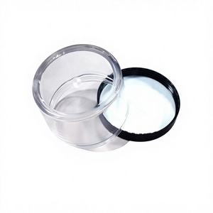 Envase Redondo de Plástico Transparente de 300 ml para Lociones Cosméticas y Capilares, con Varias Opciones de Tapas de Plástico - Product Image 1