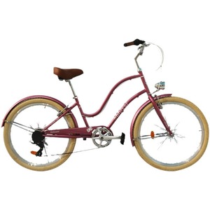 Vélo de ville 26 pouces pour femme, idéal pour <span class=keywords><strong>la</strong></span> plage, les courses, les loisirs, les étudiants, 7 vitesses, <span class=keywords><strong>fourche</strong></span> à suspension, cadre en acier haute teneur en carbone, pneus robustes - Product Image 5