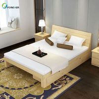 Lit simple moderne minimaliste en bois pour chambre à coucher