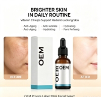 Sérum Visage Bio Anti-Âge et Anti-Rides à la Vitamine C 30ml, Hydratant, Éclaircissant, Réducteur de Pores, Marque Privée OEM